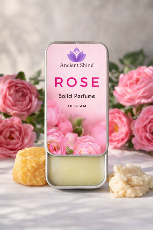 Ancient Shine Rose Solid Perfume 10g – Natural Floral Fragrance Balm for Women | Long Lasting Pocket Perfume