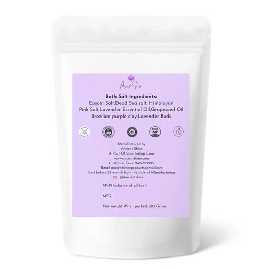 Ancient Shine Lavender Bath Salt 100g – Relaxing Epsom & Himalayan Natural Bath Soak