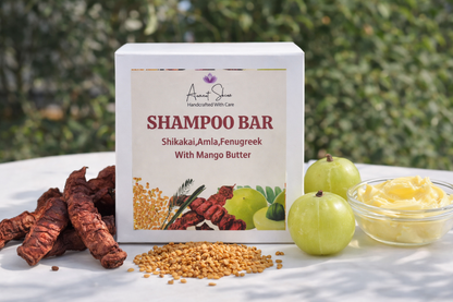 Natural Herbal Shampoo Bar with Shikakai, Amla & Fenugreek | Mango Butter Nourishing Hair Cleanser | Plastic-Free | Handmade