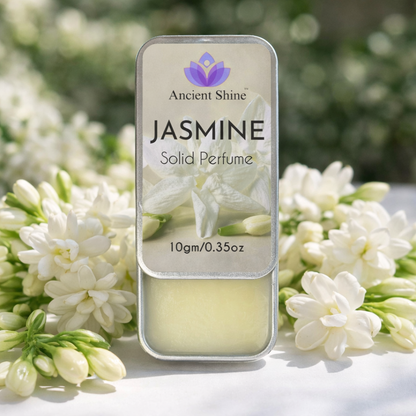 Ancient Shine Jasmine Solid Perfume – 10g Travel-Friendly Natural Pocket Fragrance | Alcohol-Free | Long-Lasting Floral Scent