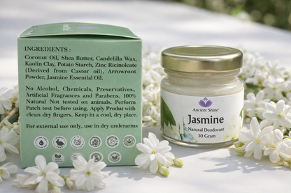 Ancient Shine Jasmine Natural Solid Deodorant | Aluminium-Free | Chemical-Free | Long Lasting | 30g