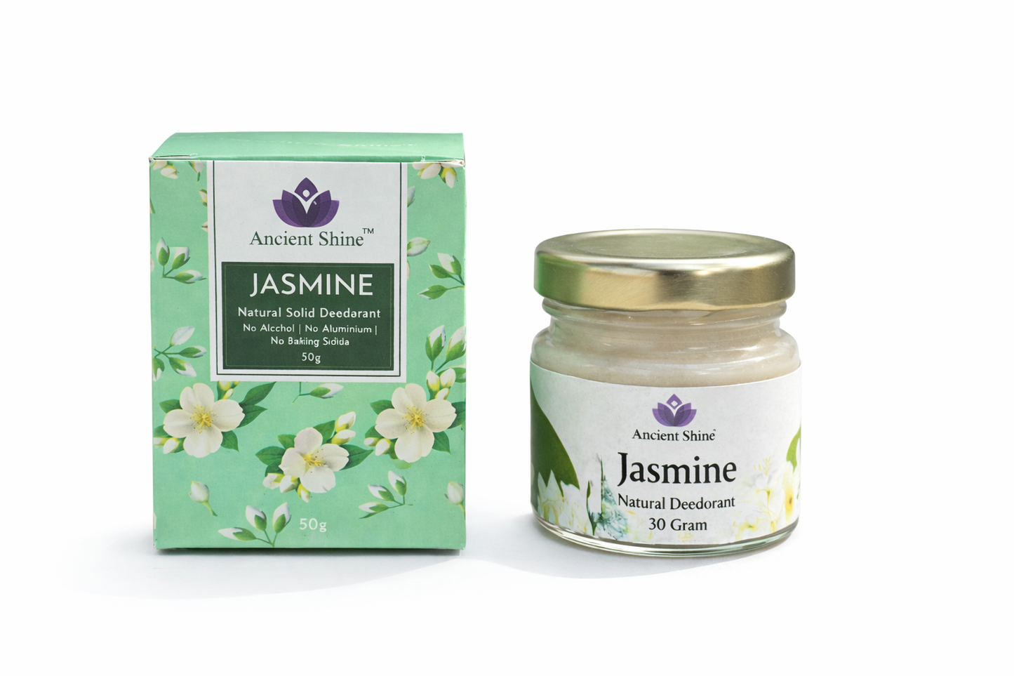 Ancient Shine Jasmine Natural Solid Deodorant | Aluminium-Free | Chemical-Free | Long Lasting | 30g