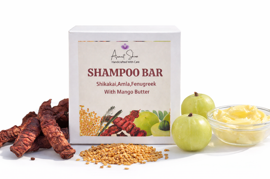 Natural Herbal Shampoo Bar with Shikakai, Amla & Fenugreek | Mango Butter Nourishing Hair Cleanser | Plastic-Free | Handmade