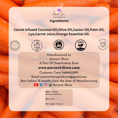 Carrot Handmade Cold process Soap Blend with Orange Essetial OIl