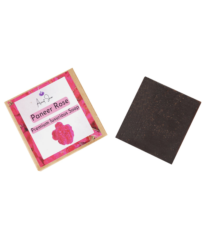 Ancient Shine Handmade Rose Soap in a vibrant pink packaging with a luxurious paneer rose design