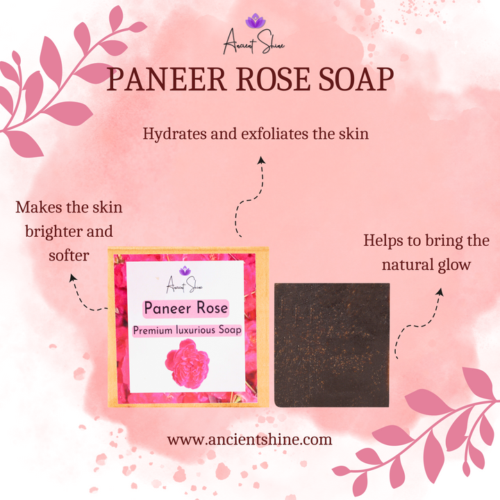 Handmade rose soap by Ancient Shine, premium soap with hydrating and exfoliating benefits