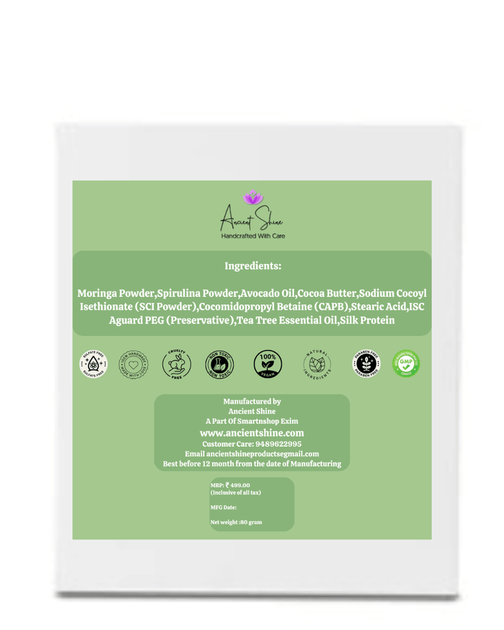 Moringa,Spirulina & Teatree Shampoo Bar - Ancient Shine