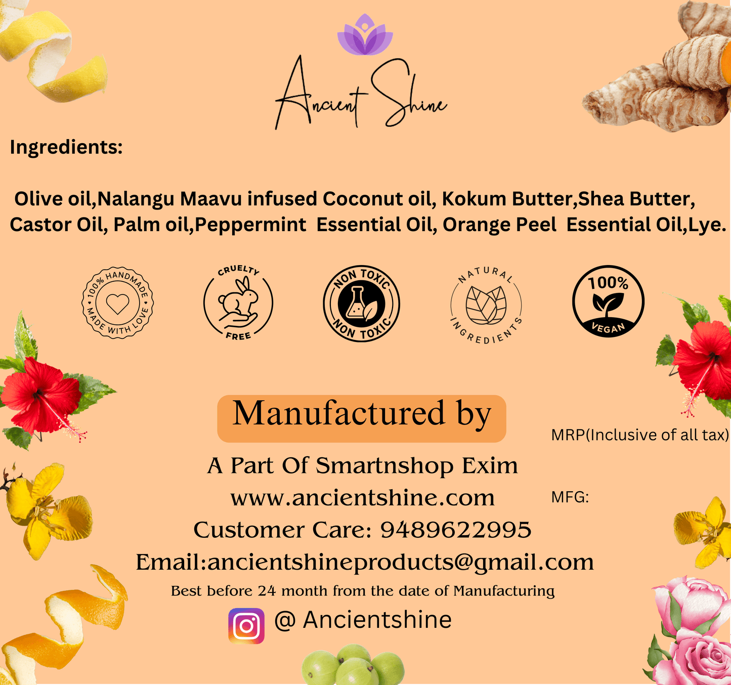 Nalangu Maavu Soap-நலங்கு மாவு சோப்பு Handmade Cold Process - Ancient Shine