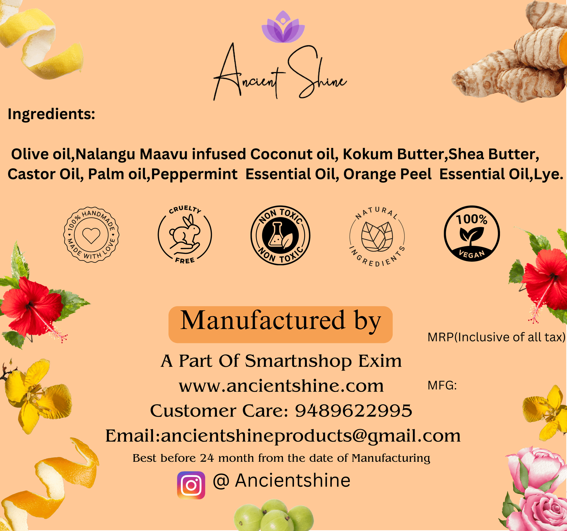 Nalangu Maavu Soap-நலங்கு மாவு சோப்பு Handmade Cold Process - Ancient Shine