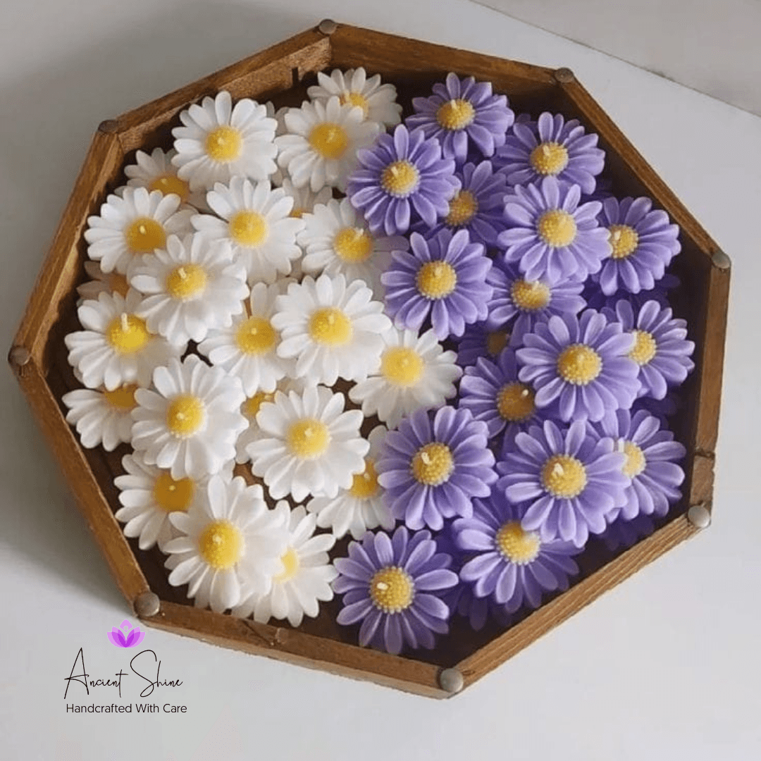 Daisy Flower Candles | 4 pieces Floating candles | Soy wax scented premium candle | Handcrafted Floral Soy Wax Candles, Aromatherapy, Eco-Friendly, Ideal for Home Decor - Ancient Shine