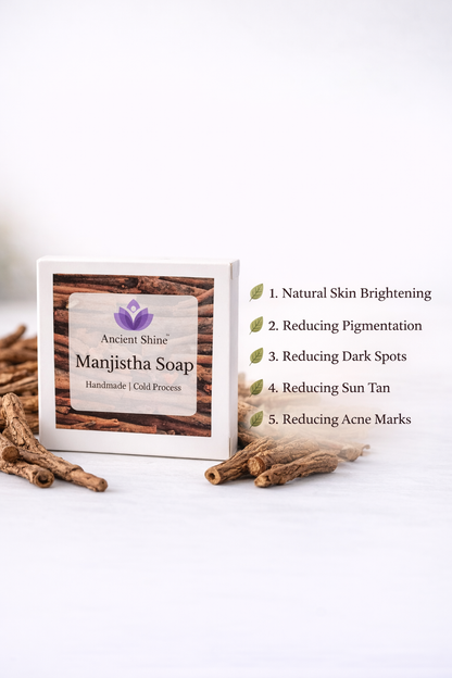 Ancient Shine Manjistha Soap – Handmade Cold Process Herbal Bath Soap | Natural Skin Brightening | Reduces Pigmentation & Dark Spots